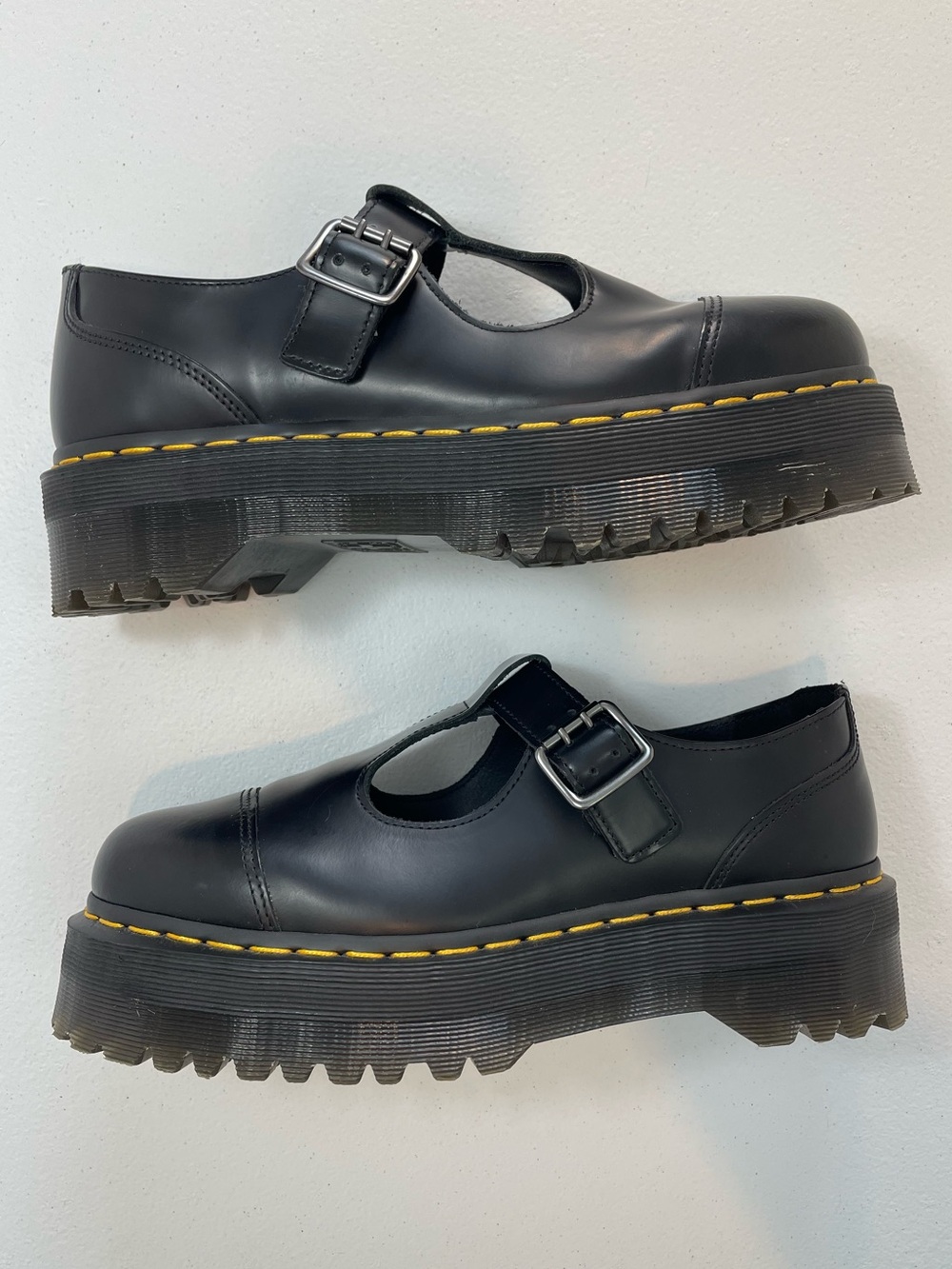 Dr. Martens Bethan Black T-Bar Mary Jane Shoes w/ Quad Platform Sole - Size 10 - Picture 1 of 8